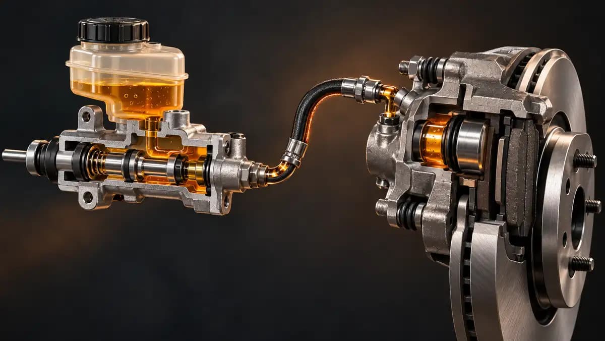 Why Brake Fluid Ages Even When the Car Still Stops Normally: conceptual system illustration